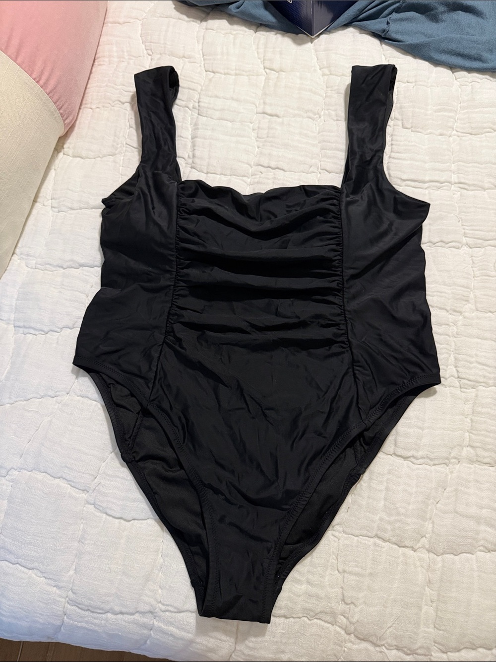 J.Crew Black Ruched One-Piece Swimsuit